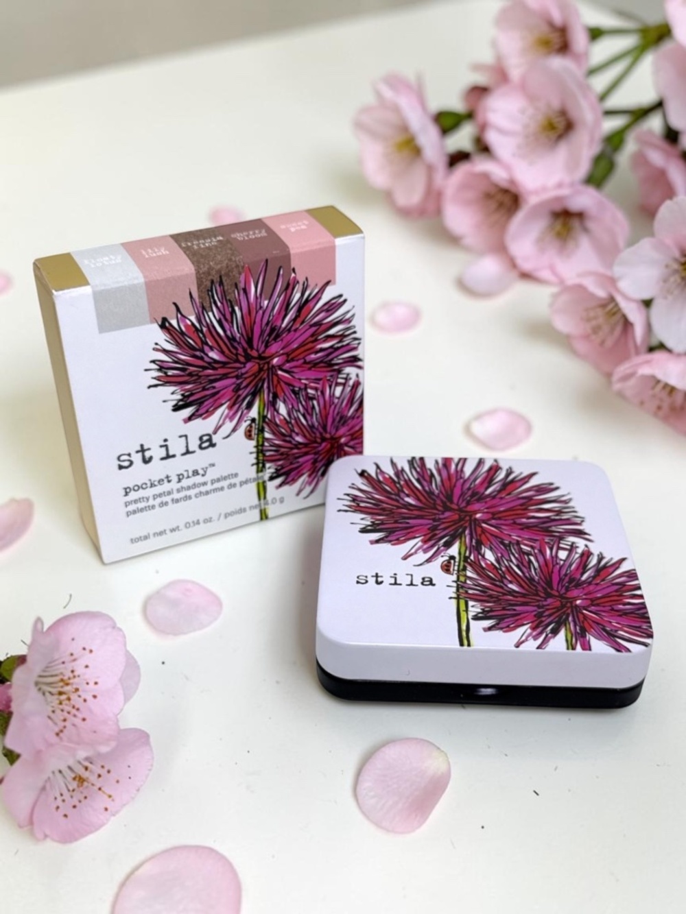 NWT & NIB Stila Pocket Play Pretty Petal Shadow Palette Floral Eye Makeup - Picture 1 of 6